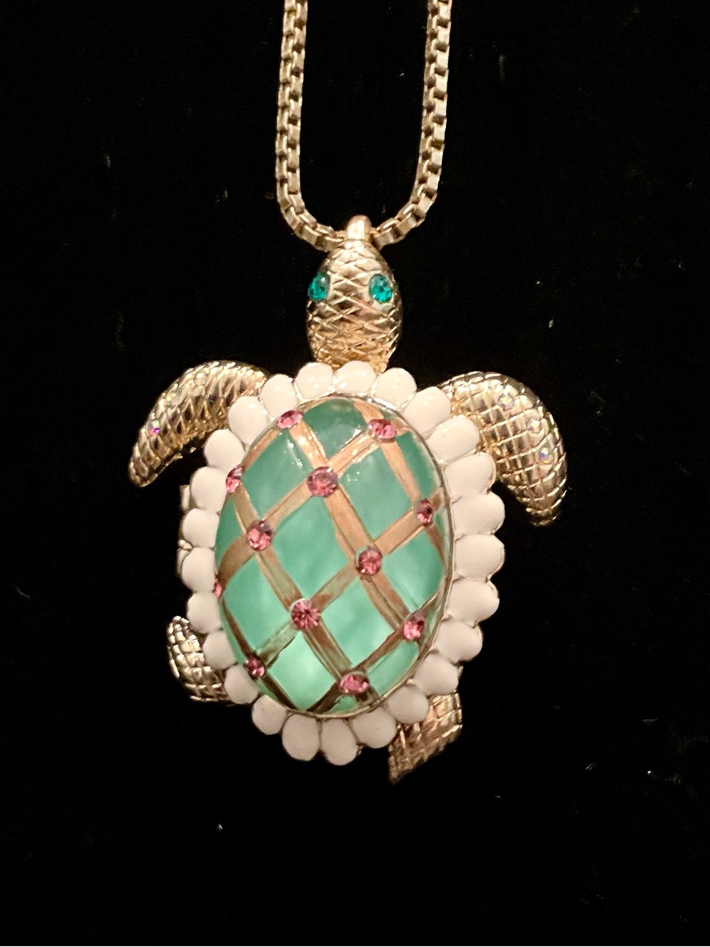 Betsey Johnson Turtle Pendant Necklace - Mint Green, White & Pink
